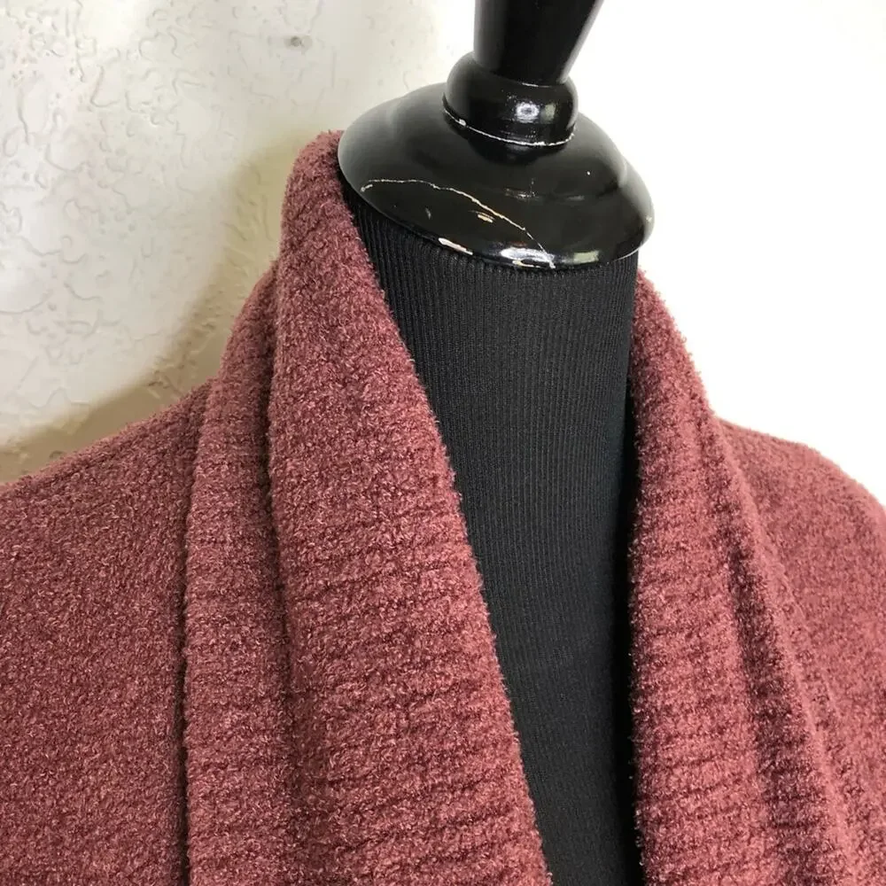Barefoot Dreams CozyChic Lite maroon rust open front cardigan size Small
